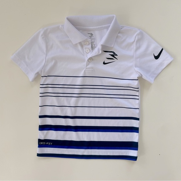 NIKE x 3BRAND Little Boys White Navy Blue Polo Shorts Set Performance Size 4/5 - Picture 2 of 9